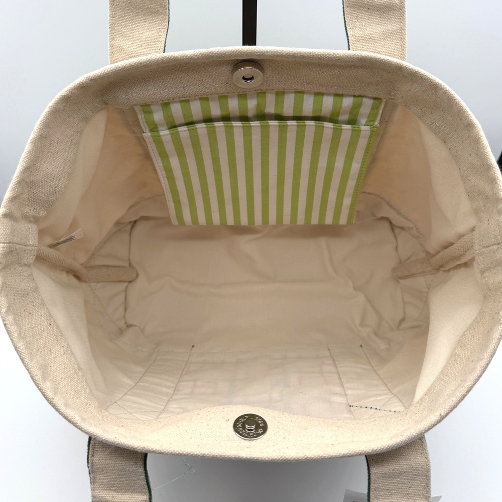 America & Beyond Beaded Olive Canvas Boat Tote Italian Picnic Market Bag NEW - Picture 4 of 7